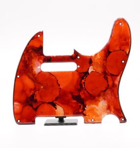 crimson reliquary – red telecaster pickguard | custom tele pickguard | alcohol ink guitar art