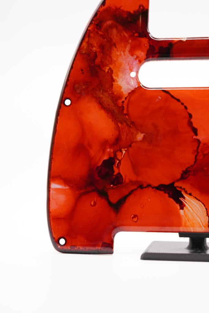 crimson reliquary – red telecaster pickguard | custom tele pickguard | alcohol ink guitar art