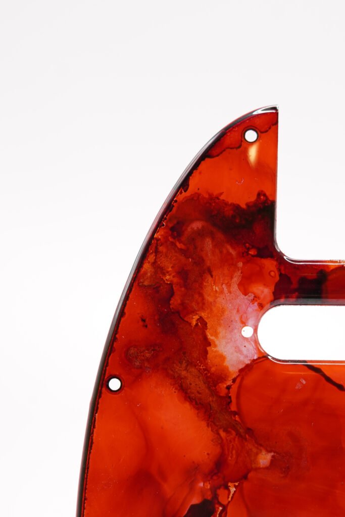 crimson reliquary – red telecaster pickguard | custom tele pickguard | alcohol ink guitar art