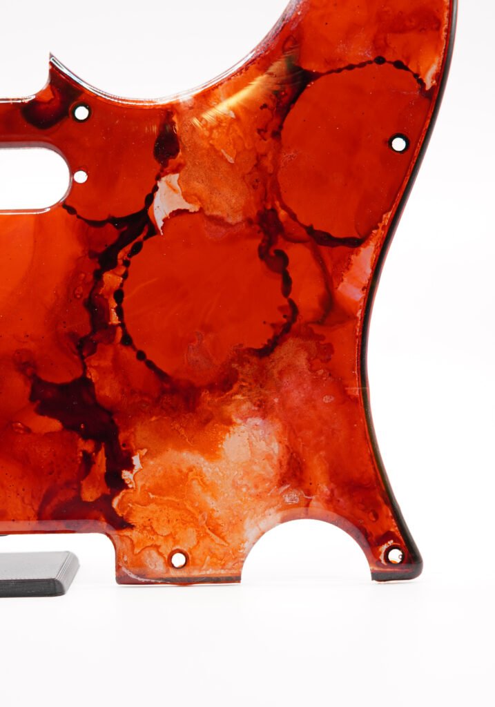 crimson reliquary – red telecaster pickguard | custom tele pickguard | alcohol ink guitar art