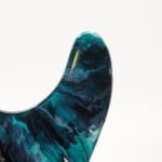 abyssal tide – teal & black telecaster pickguard | alcohol ink on resin | custom tele pickguard