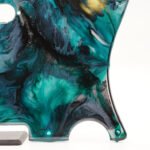 abyssal tide – teal & black telecaster pickguard | alcohol ink on resin | custom tele pickguard