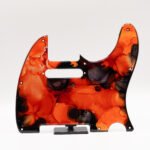 scorch tide – orange & black telecaster pickguard | alcohol ink guitar art | custom