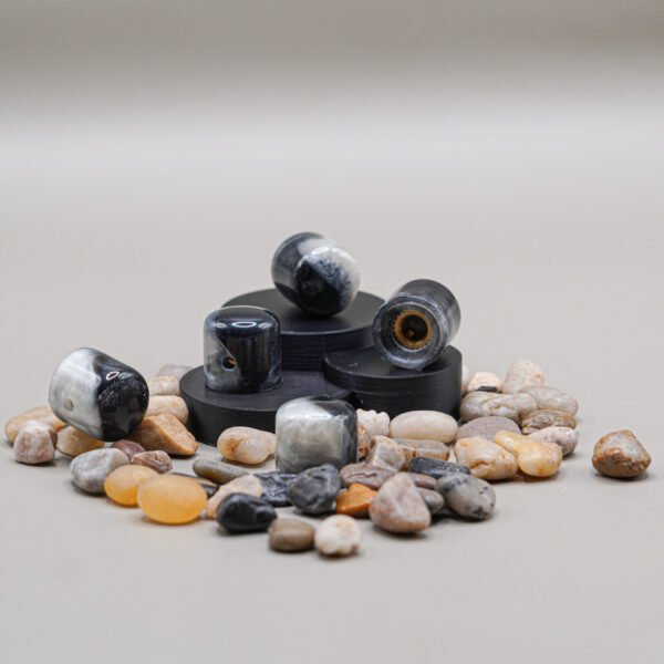 marble fade – black & pearl guitar knobs | custom resin knob sets, brass insert