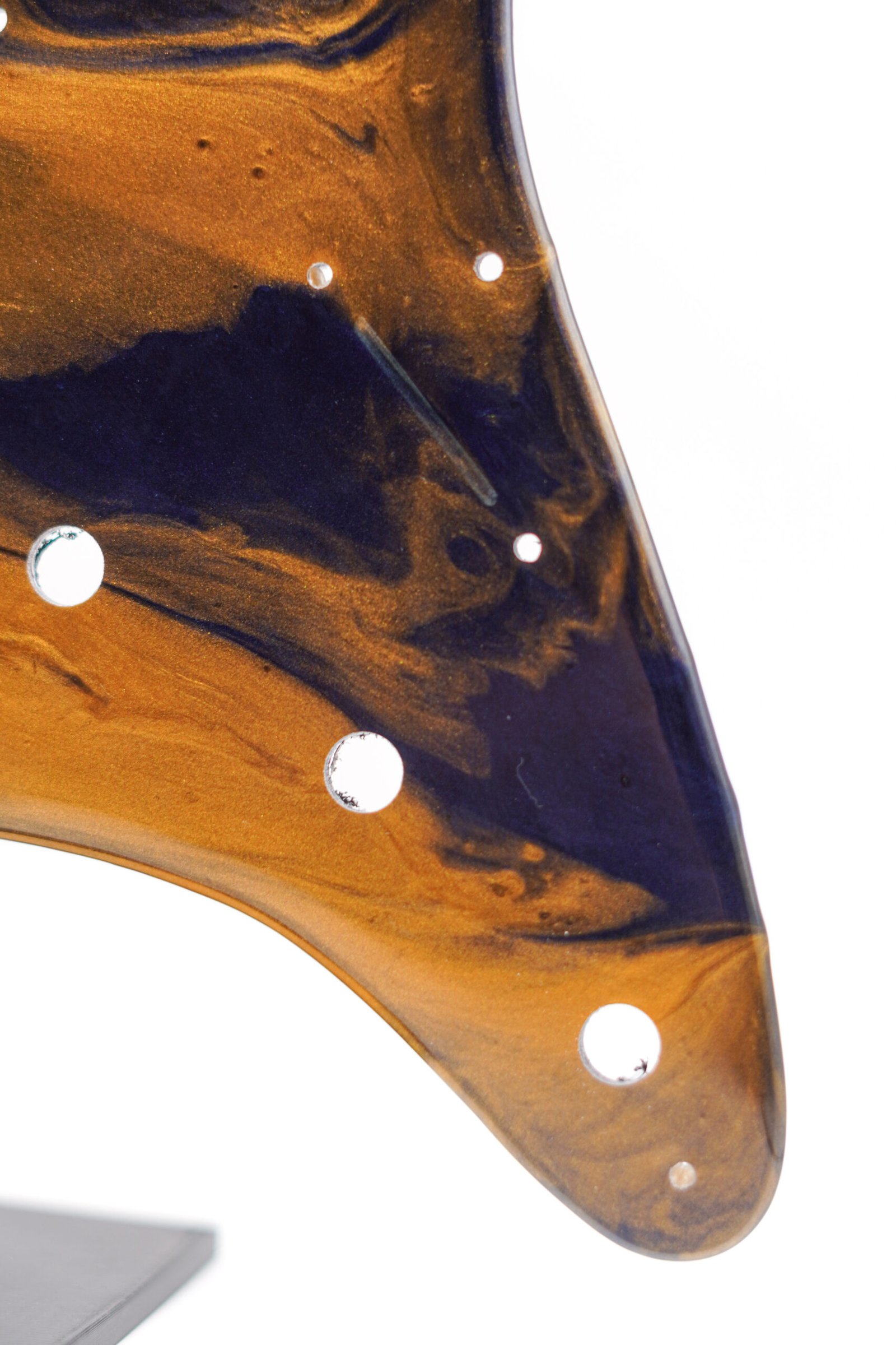 cosmic brass nebula epoxy resin guitar pickguard