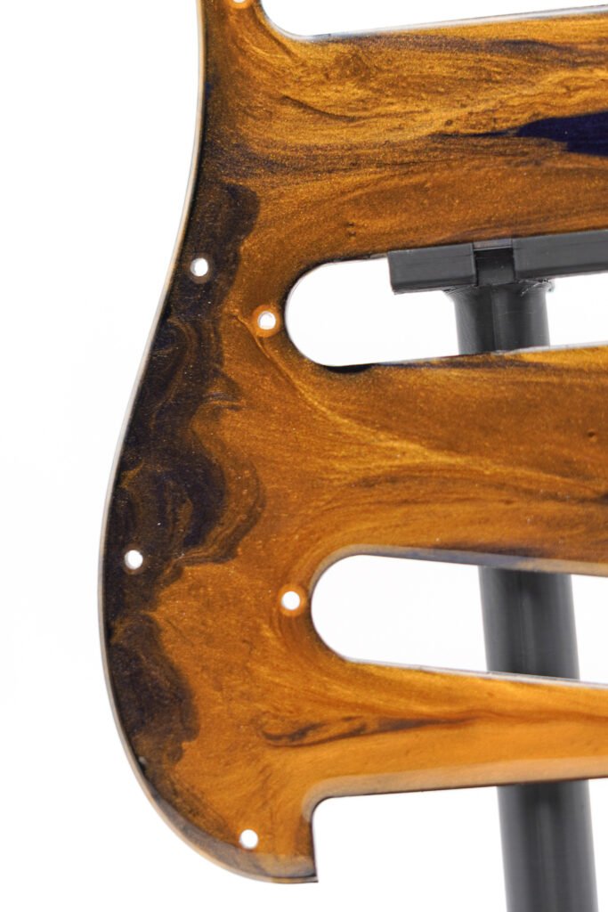 cosmic brass nebula epoxy resin guitar pickguard