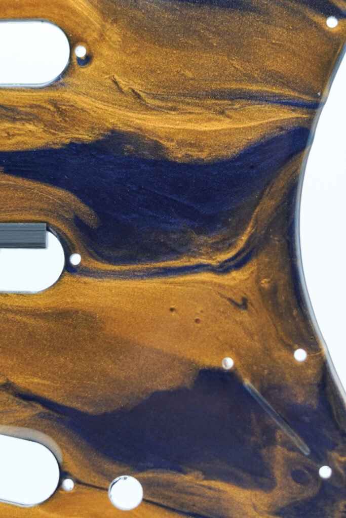 cosmic brass nebula epoxy resin guitar pickguard