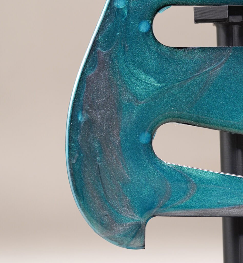 turquoise tide strat pickguard – blue & gold resin | one of one | custom strat upgrade |