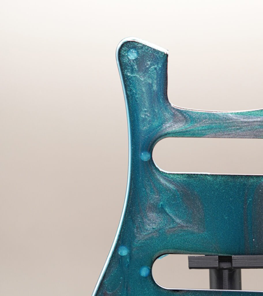 turquoise tide strat pickguard – blue & gold resin | one of one | custom strat upgrade |