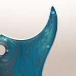 turquoise tide strat pickguard – blue & gold resin | one of one | custom strat upgrade |