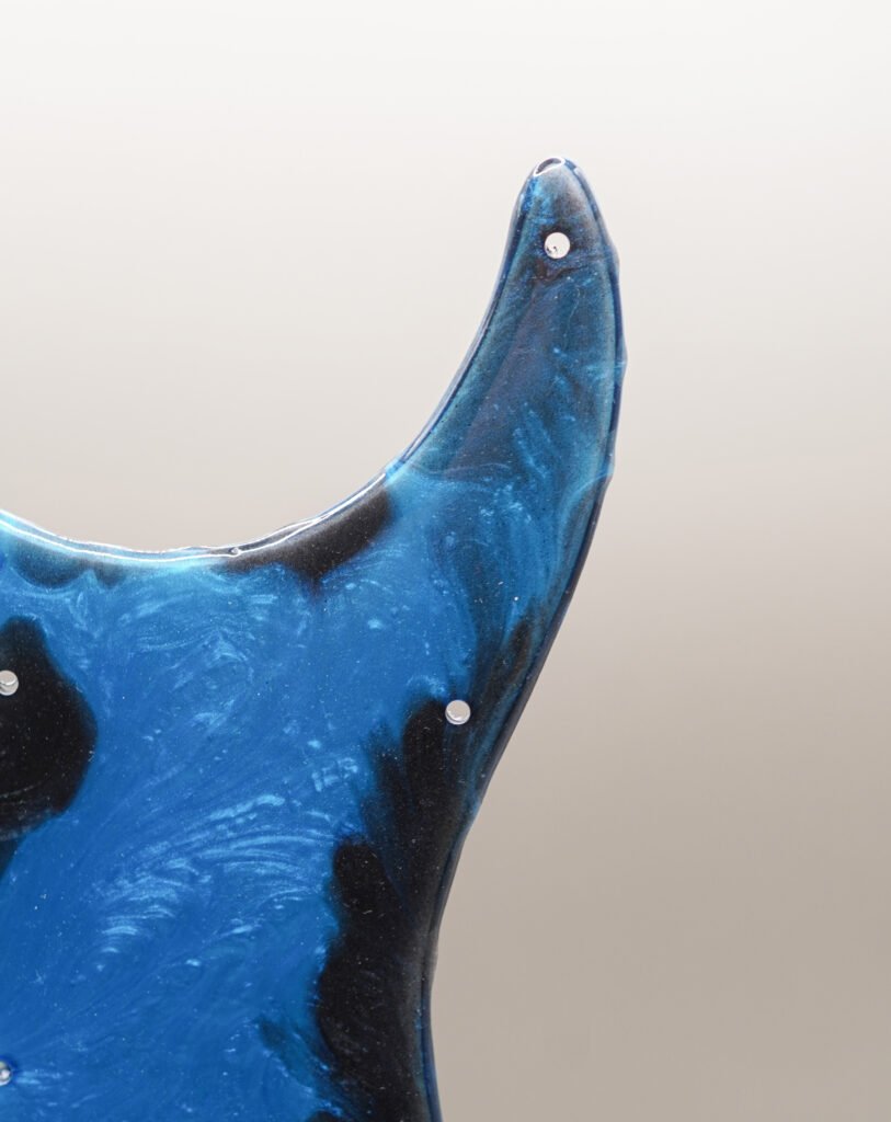 resin poured strat pickguard – “electric drift” | epoxica guitars™ | one of one art piece