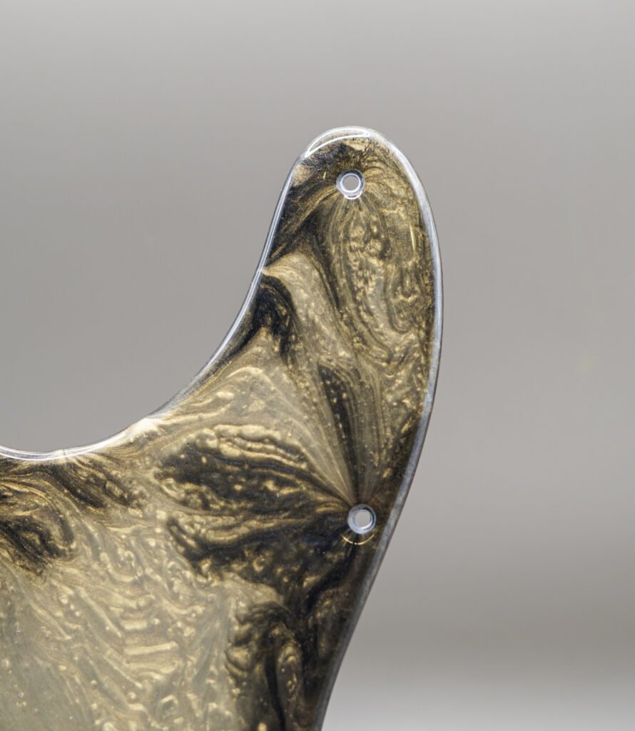 obsidian gold resin tele pickguard: black marble swirl