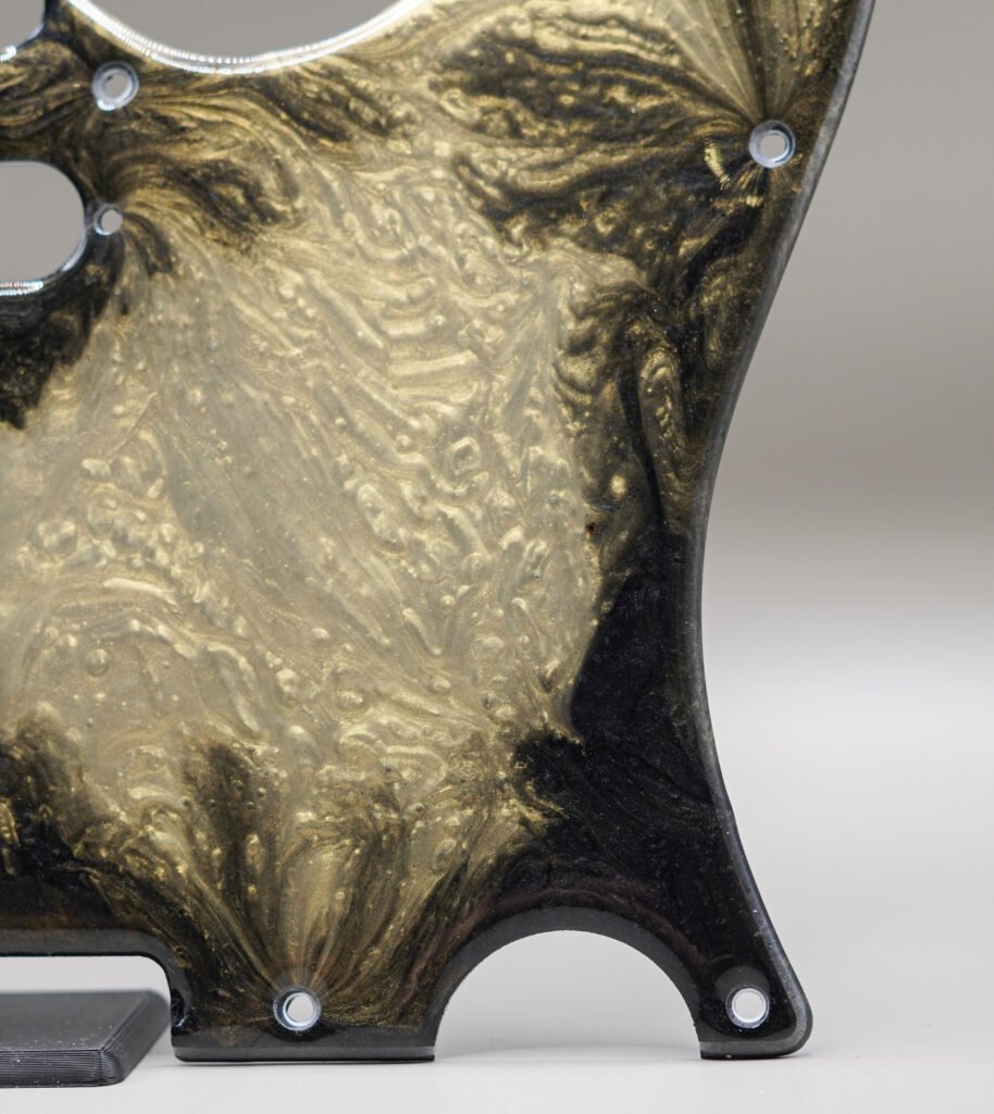 obsidian gold resin tele pickguard: black marble swirl