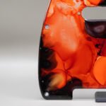 scorch tide – orange & black telecaster pickguard | alcohol ink guitar art | custom