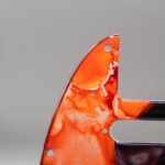 scorch tide – orange & black telecaster pickguard | alcohol ink guitar art | custom