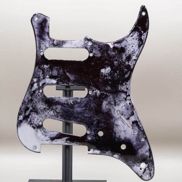 alcohol ink strat pickguard sealed in resin – “dark veil” | epoxica guitars™ | one of one ink series |