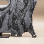 handcrafted resin telecaster pickguard: silver & black marble design