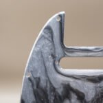 handcrafted resin telecaster pickguard: silver & black marble design