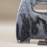 handcrafted resin telecaster pickguard: silver & black marble design