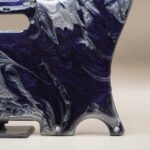 handcrafted resin tele pickguard: deep blue silver marble design