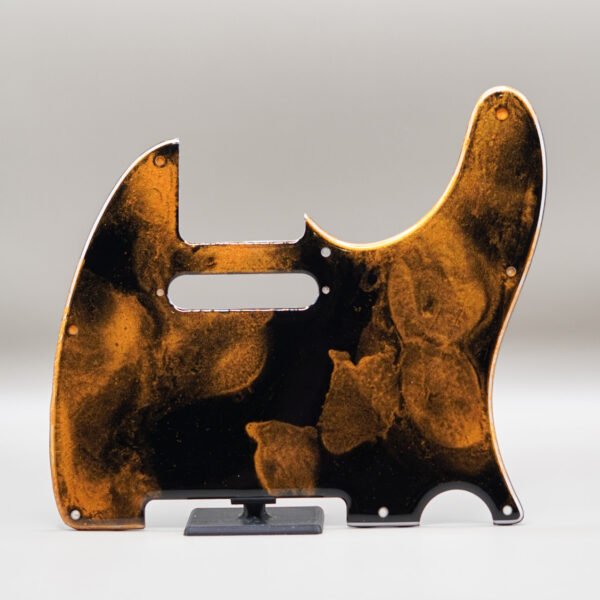 golden eclipse telecaster pickguard: black & gold resin, handmade guitar upgrade