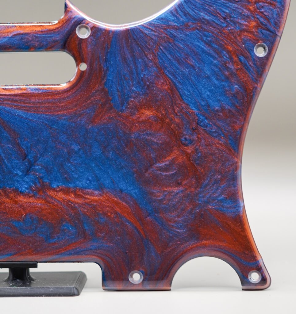handcrafted resin tele pickguard: azure ember swirl, fender telecaster