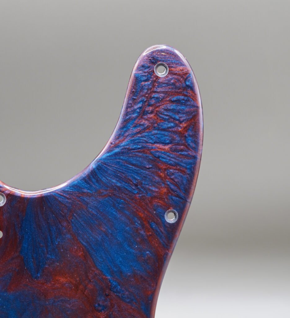 handcrafted resin tele pickguard: azure ember swirl, fender telecaster