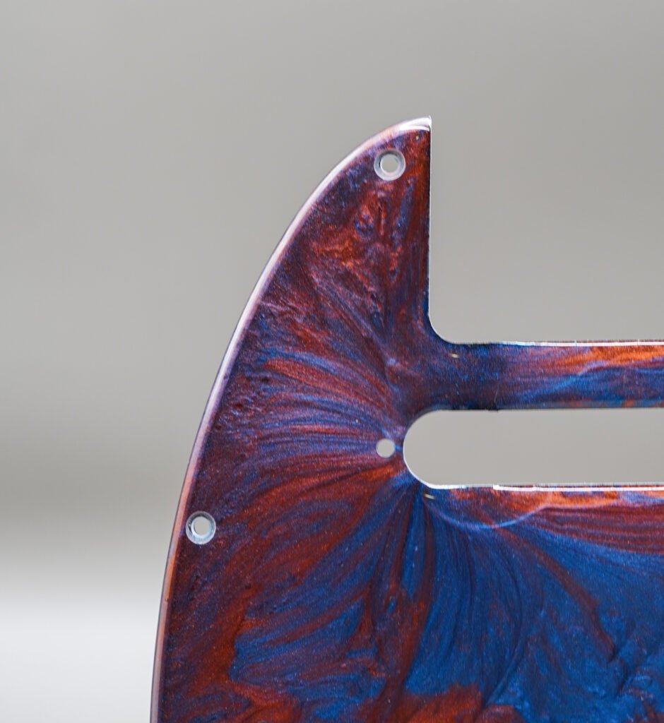 handcrafted resin tele pickguard: azure ember swirl, fender telecaster