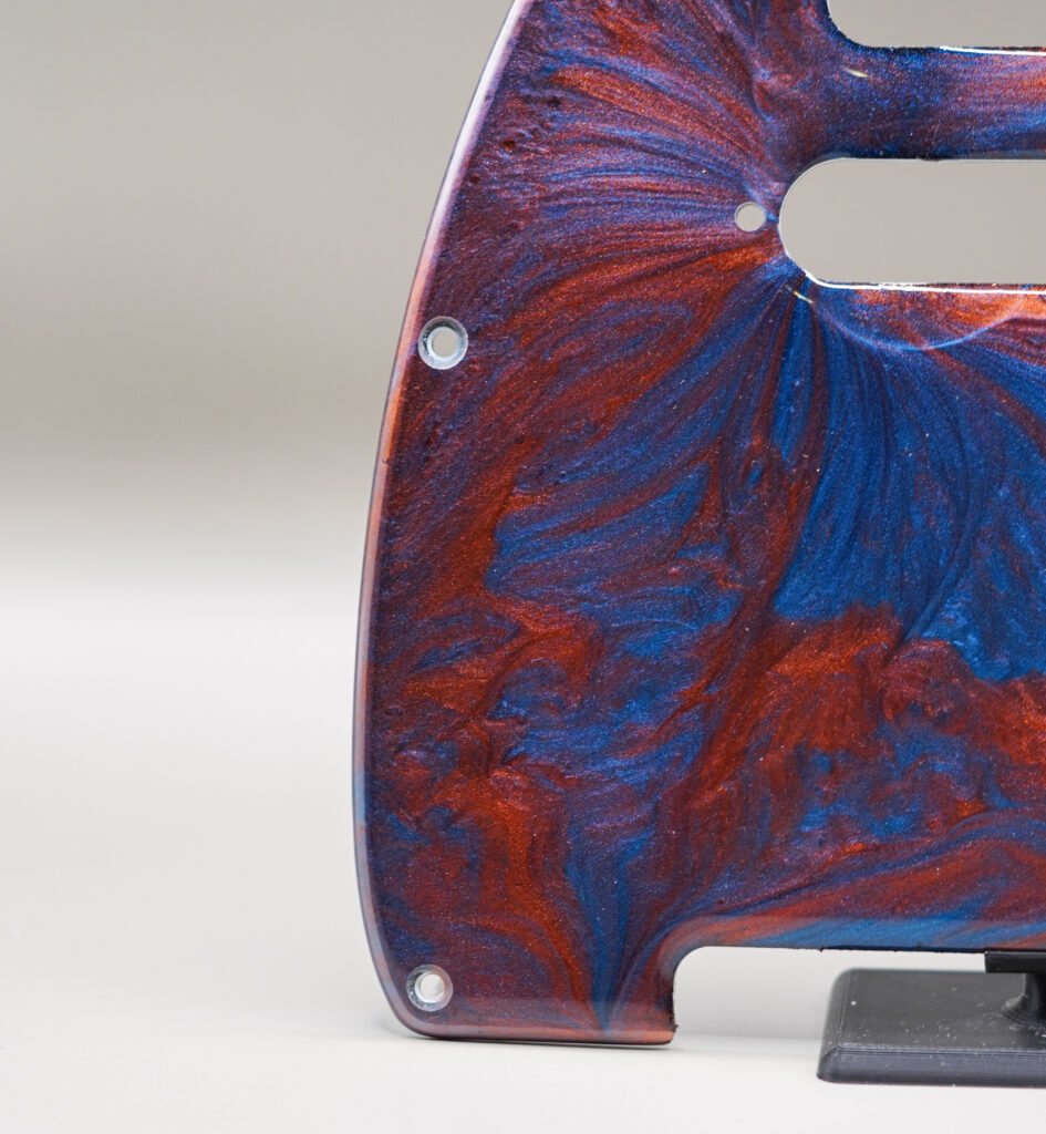 handcrafted resin tele pickguard: azure ember swirl, fender telecaster