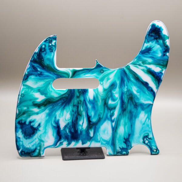 cerulean waves – cerulean & ocean blue telecaster pickguard alcohol ink on resin (copy)