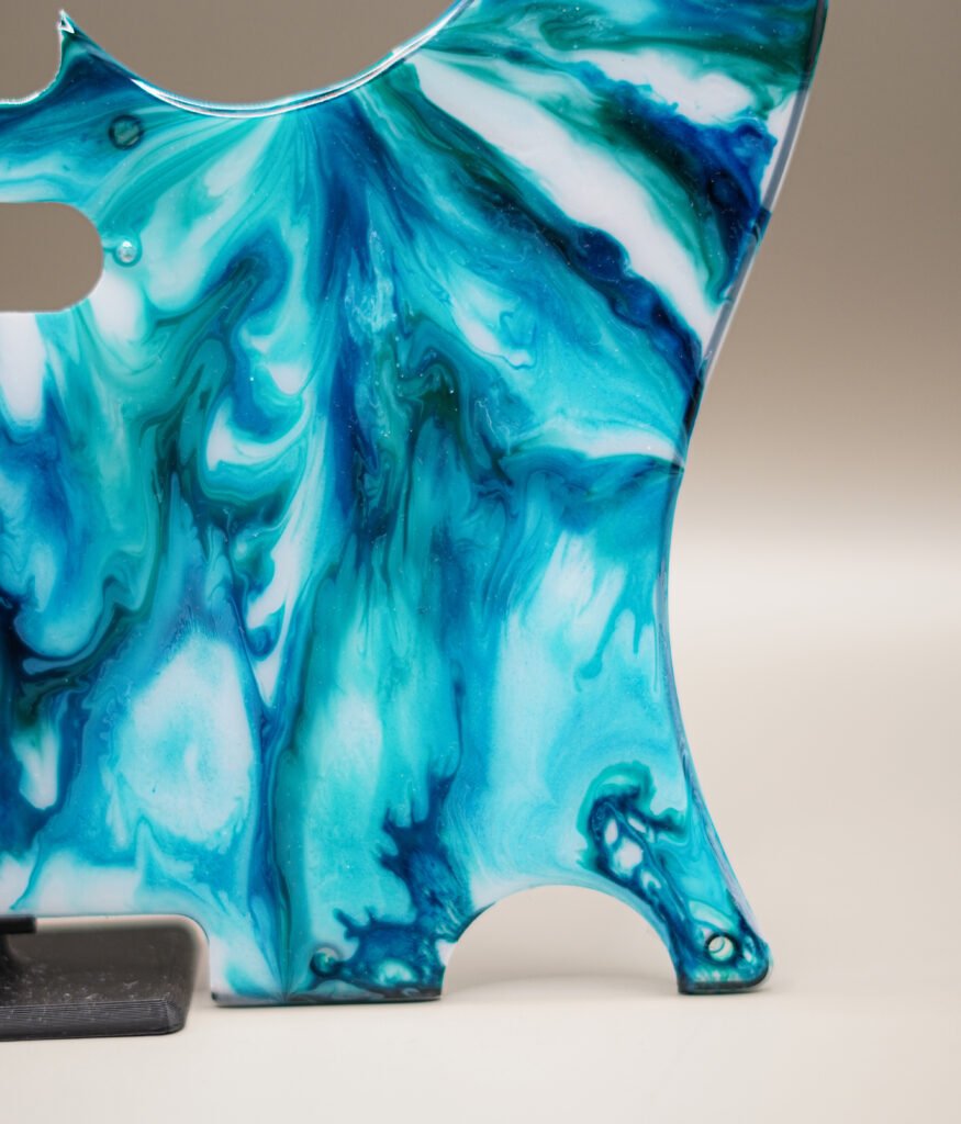 cerulean waves – cerulean & ocean blue telecaster pickguard alcohol ink on resin (copy)