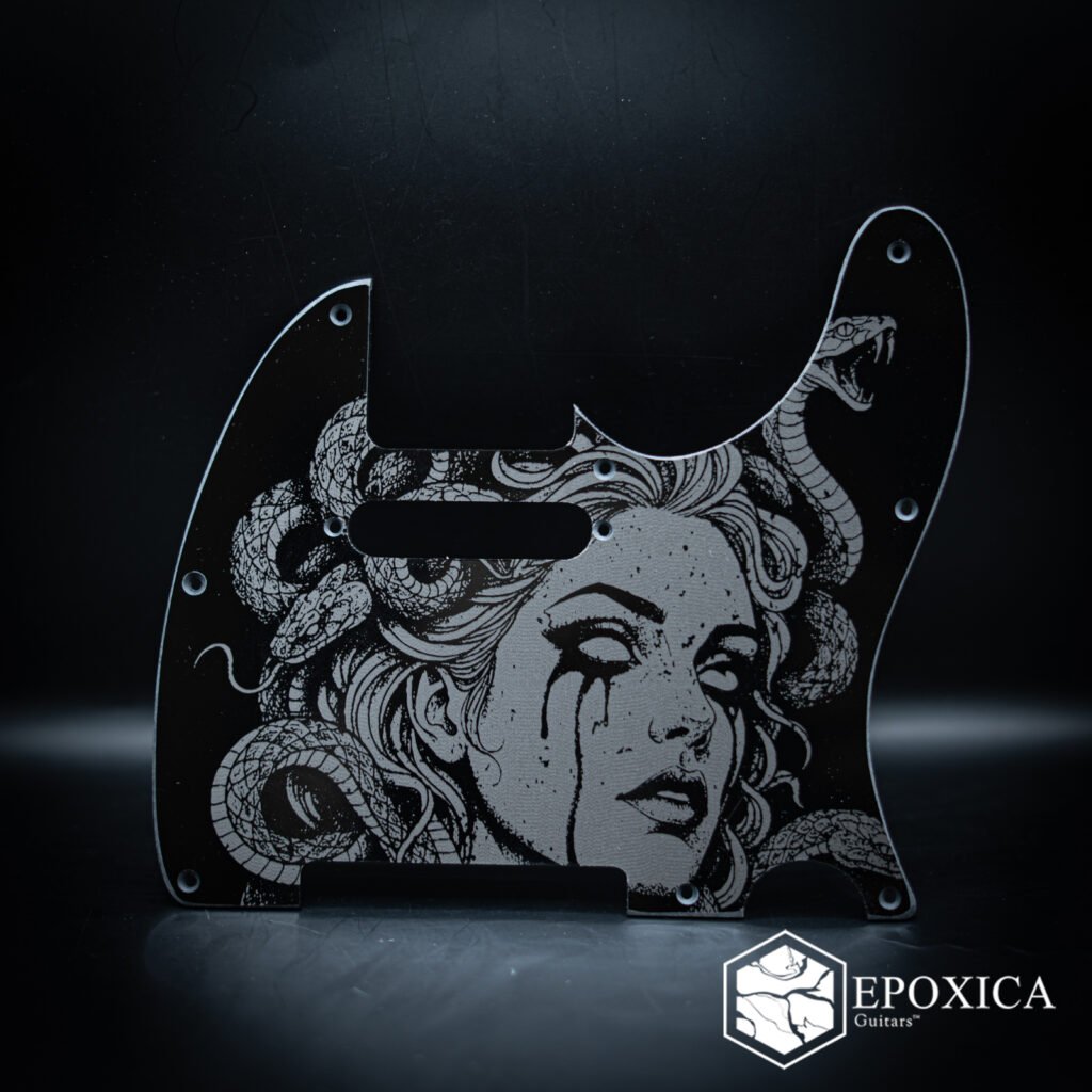 medusa’s gaze engraved telecaster pickguard