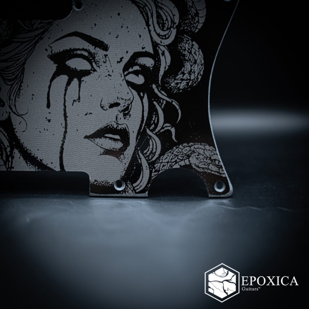 medusa’s gaze engraved telecaster pickguard