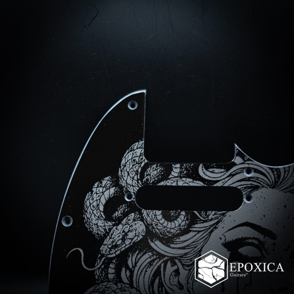 medusa’s gaze engraved telecaster pickguard