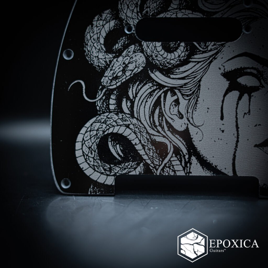 medusa’s gaze engraved telecaster pickguard